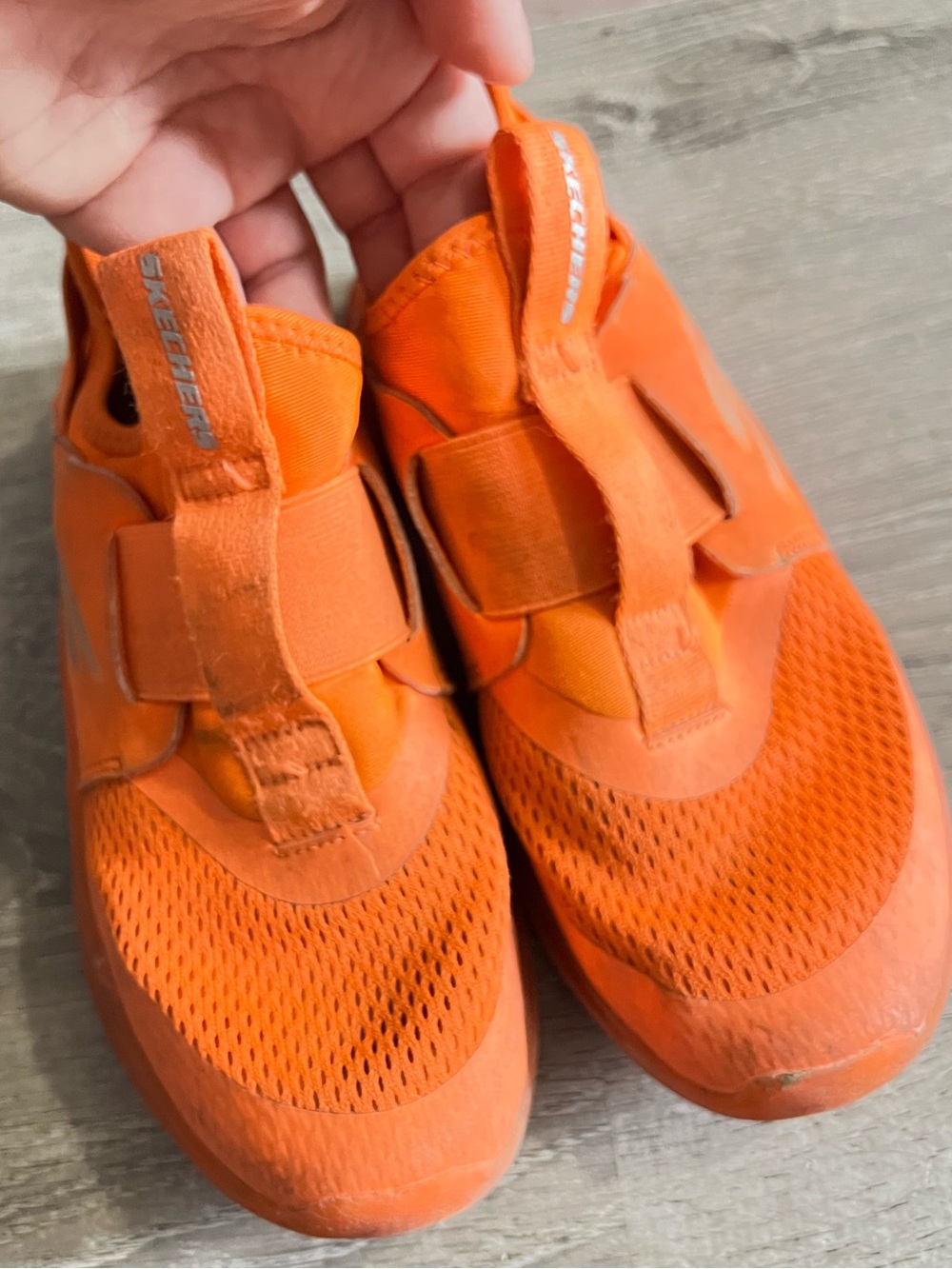 Skechers Kids Orange Slip-On Mesh Sneakers